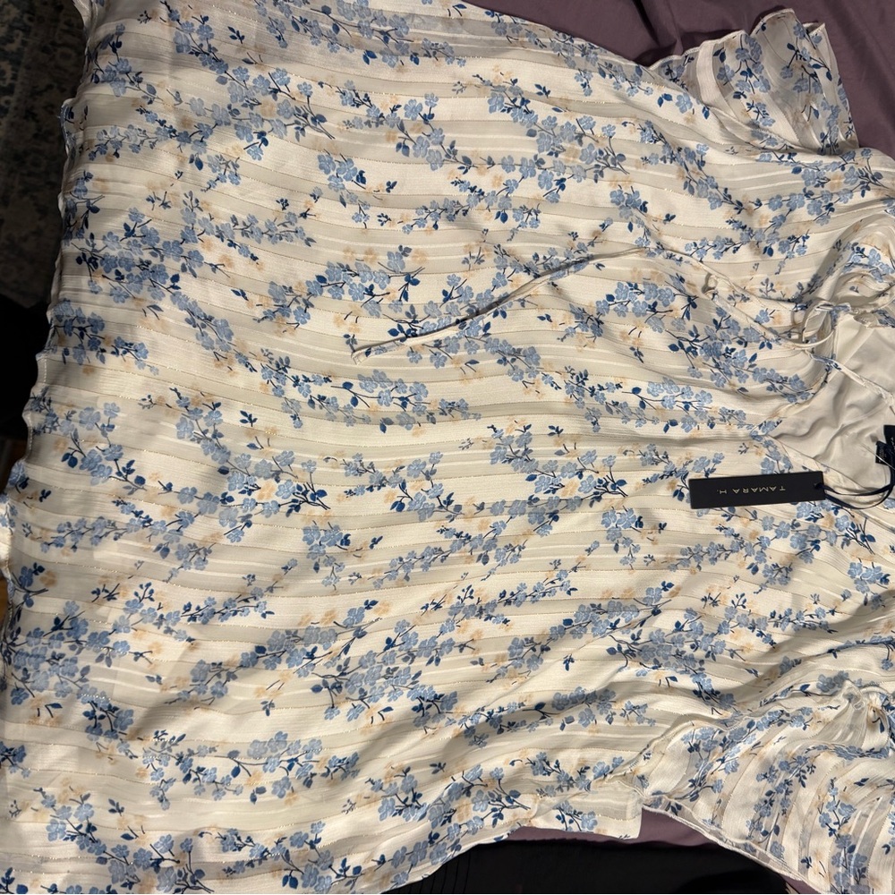 Floral Blue and White Blouse
